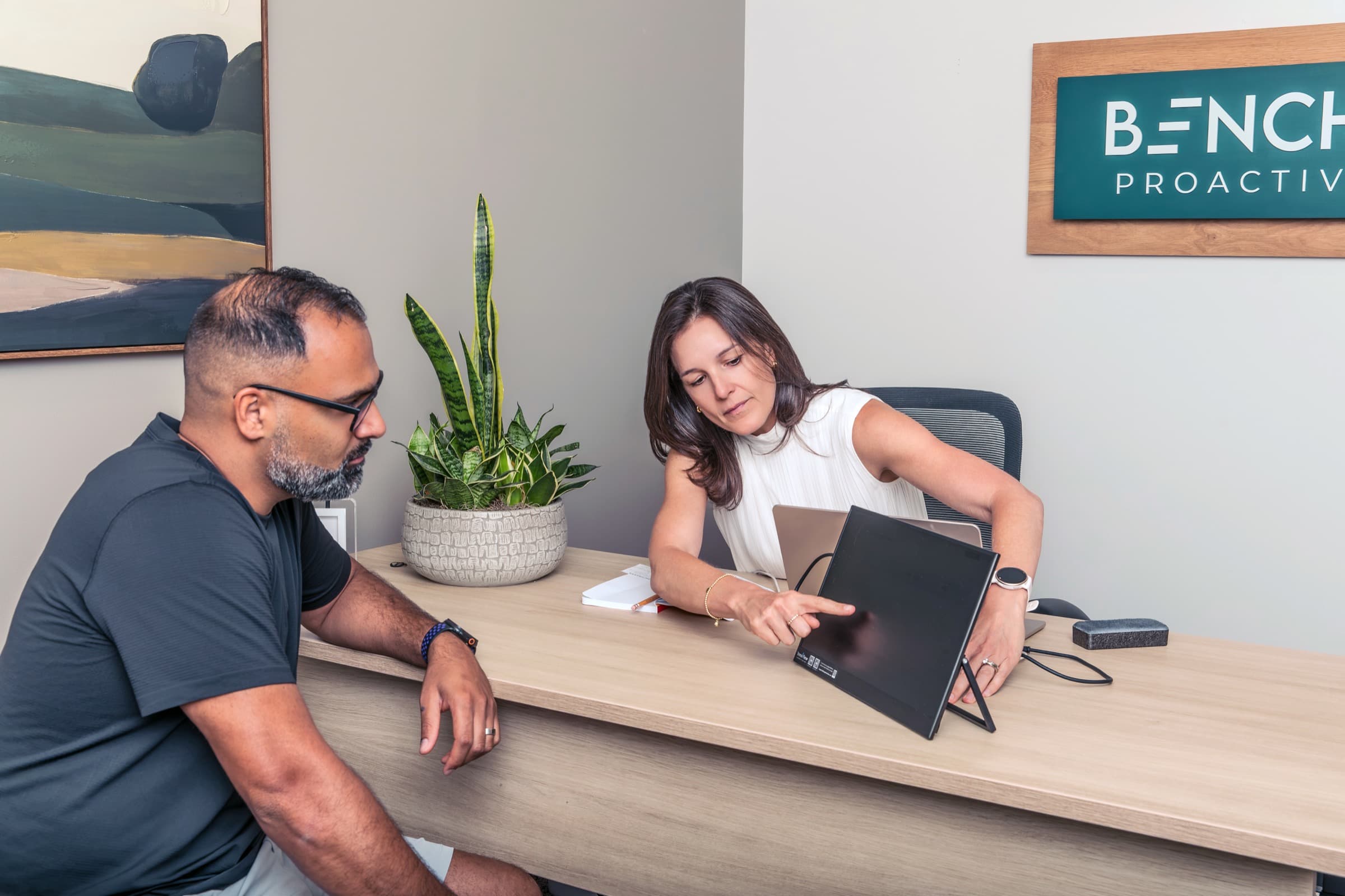 Clinician reviewing assessment results with a member
