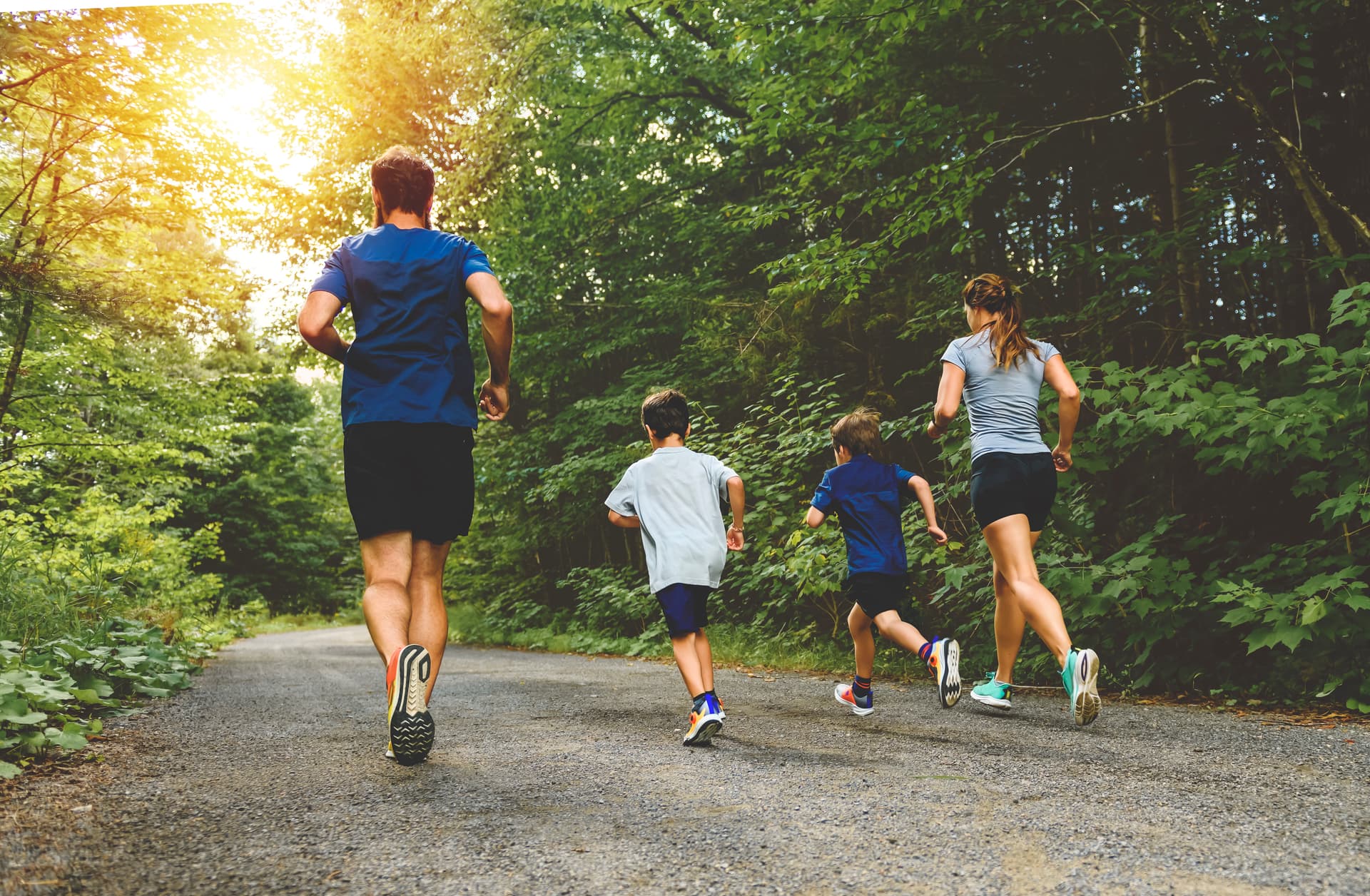 Family staying active together outdoors